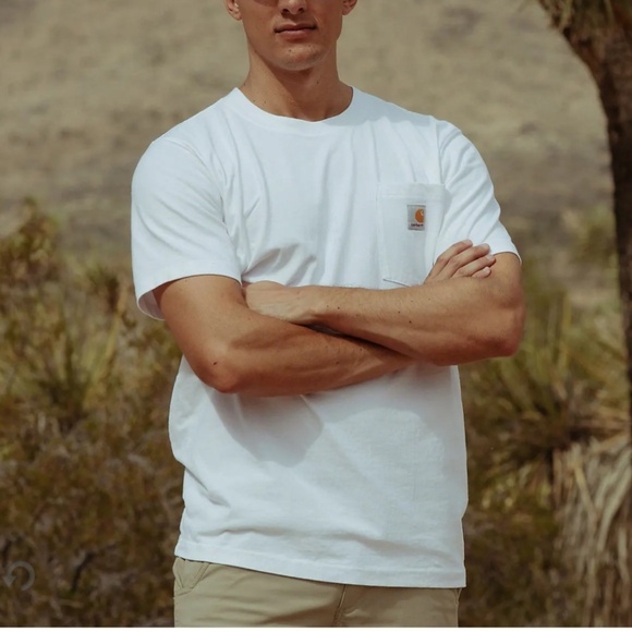 Carrhart Relaxed Fit Heavyweight Short Sleeve Pocket T-Shirt in White sz medium - Picture 4 of 4